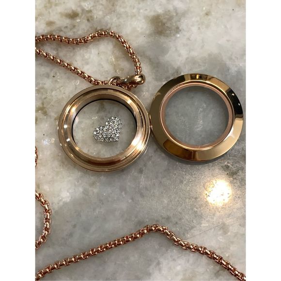 Rose Gold Locket Chain and Crystal Heart #keepsake #rose gold #heart - Picture 3 of 7